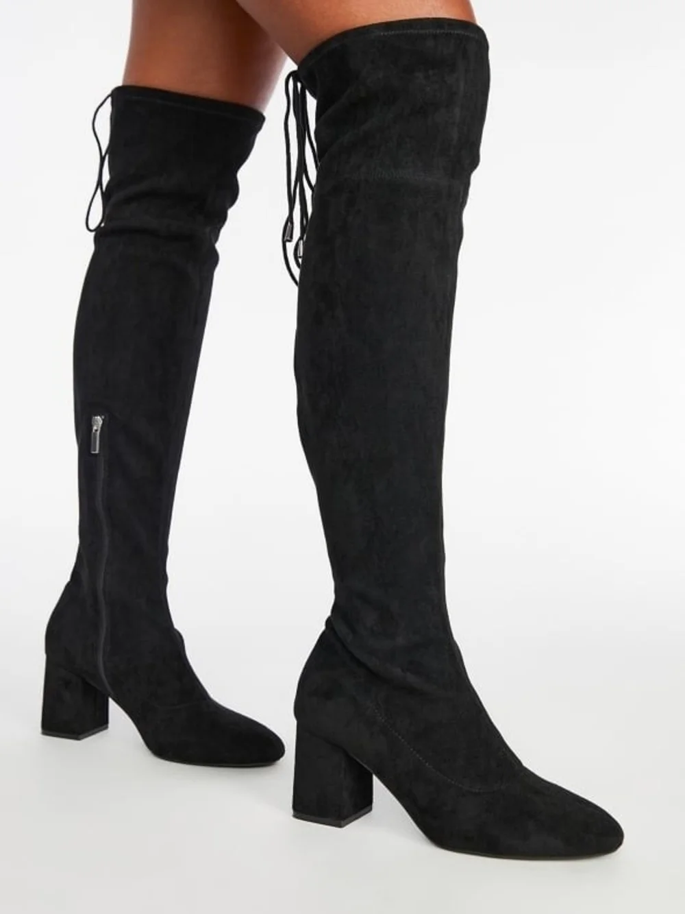JustFab Black Over-the-Knee Suede Block Heel Boots